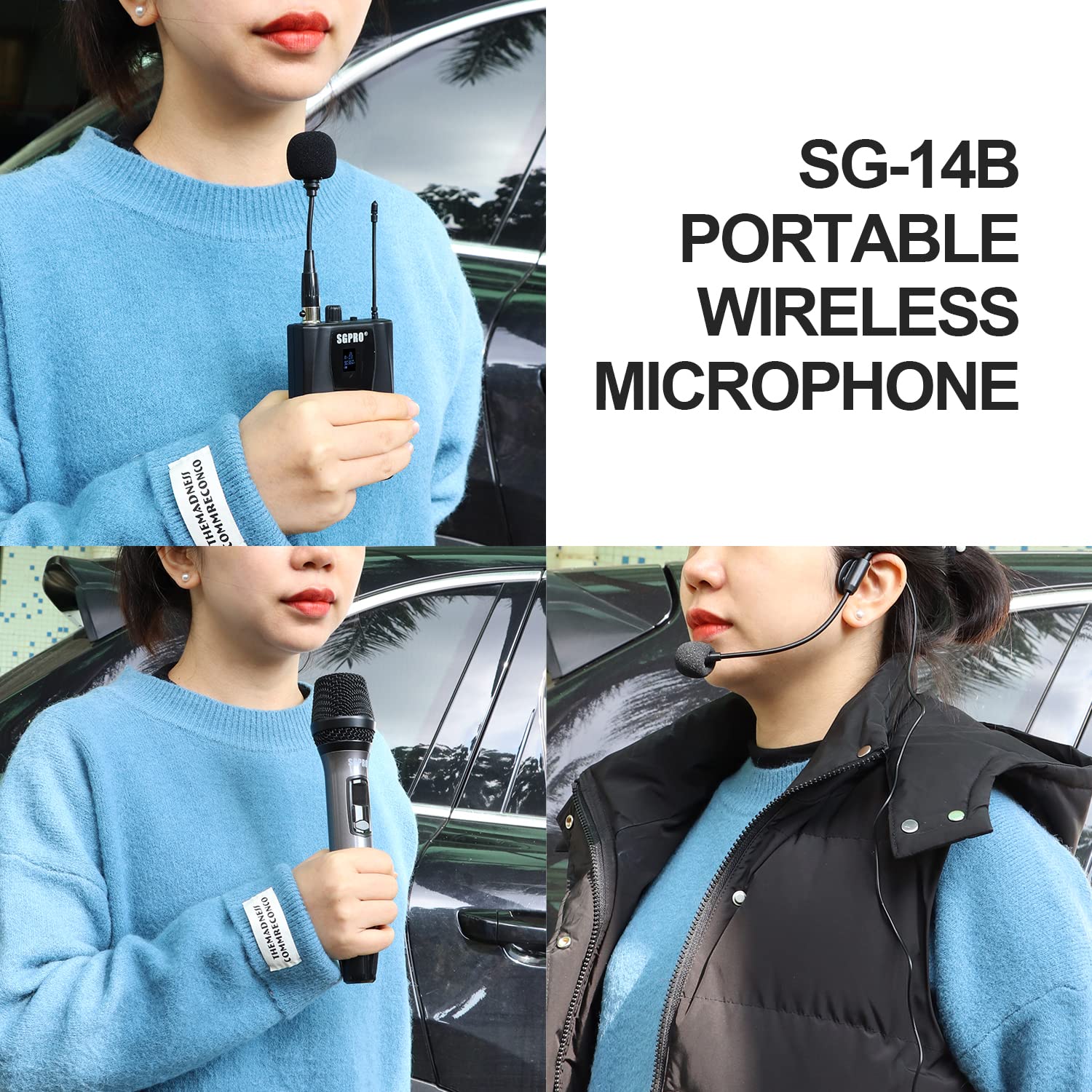 SGPRO Wireless Microphone Multi-Purpose Set with Compact Receiver, Mute. and Battery Indicator for Singing, DJ, Speech, Classroo